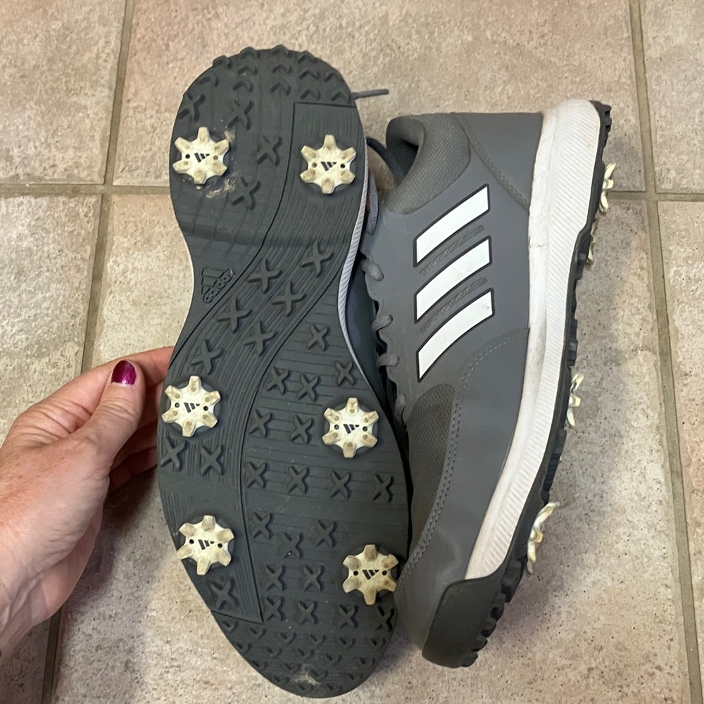 Adidas Men's Gray and White Athletic Golf Shoes size 12 - Picture 6 of 7